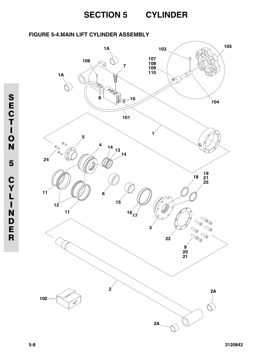 Figure 5-4. main lift cylinder assembly, Main lift cylinder assembly -8 | JLG 660SJ Parts Manual User Manual | Page 216 / 306