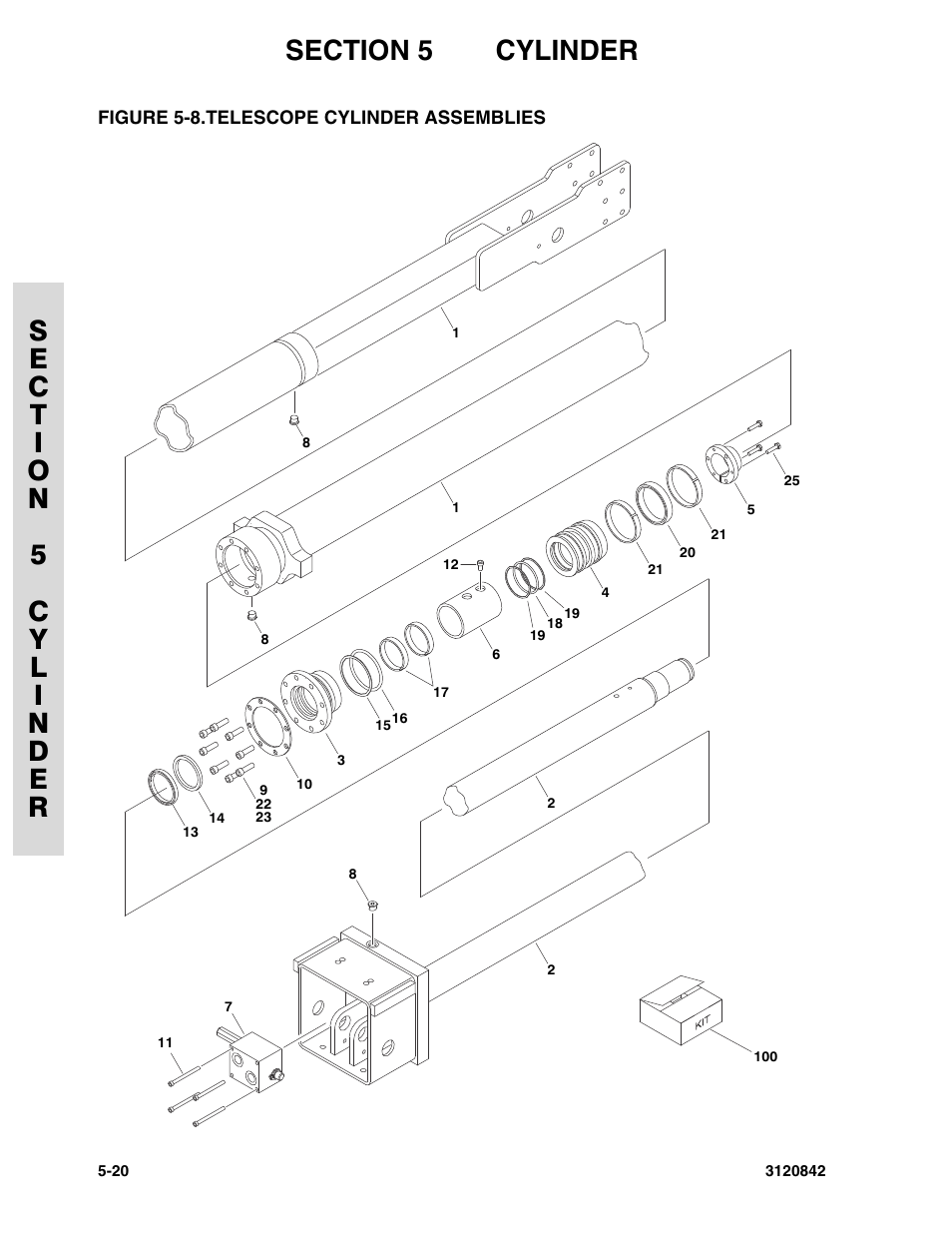 Figure 5-8. telescope cylinder assemblies, Telescope cylinder assemblies -20 | JLG 660SJ Parts Manual User Manual | Page 228 / 306