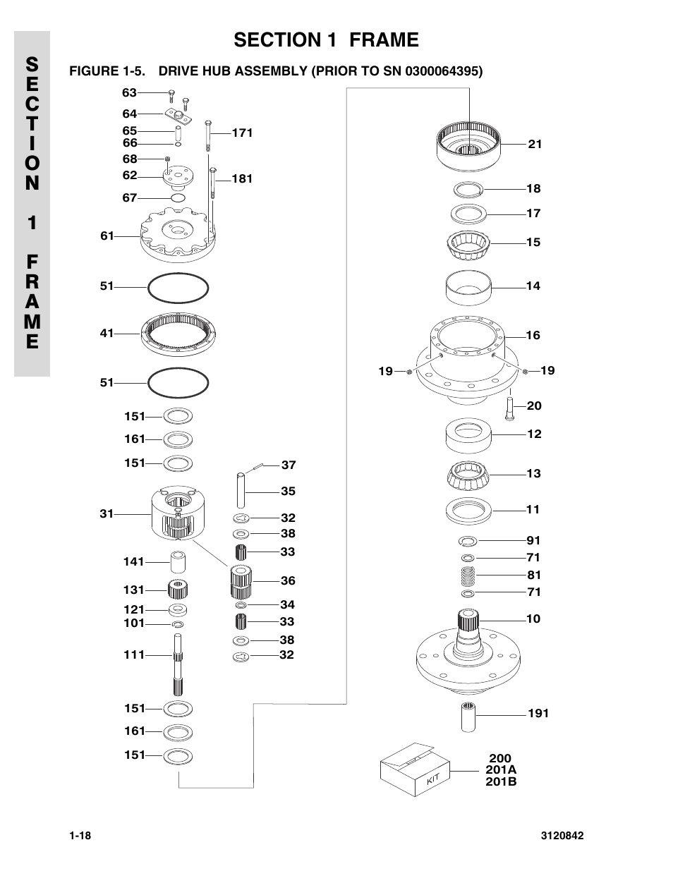 Drive hub assembly (prior to sn 0300064395) -18 | JLG 660SJ Parts Manual User Manual | Page 26 / 306