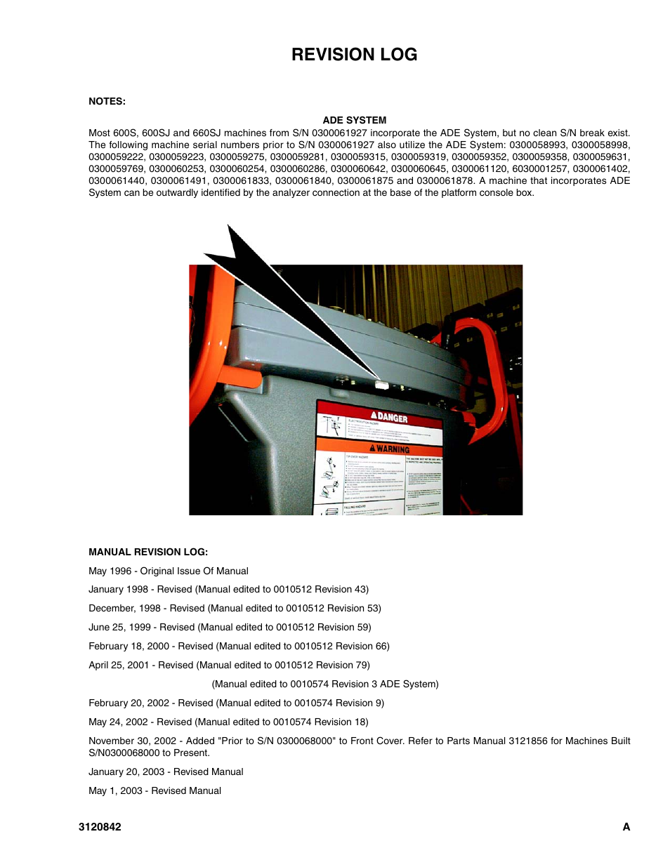 Revision log | JLG 660SJ Parts Manual User Manual | Page 3 / 306