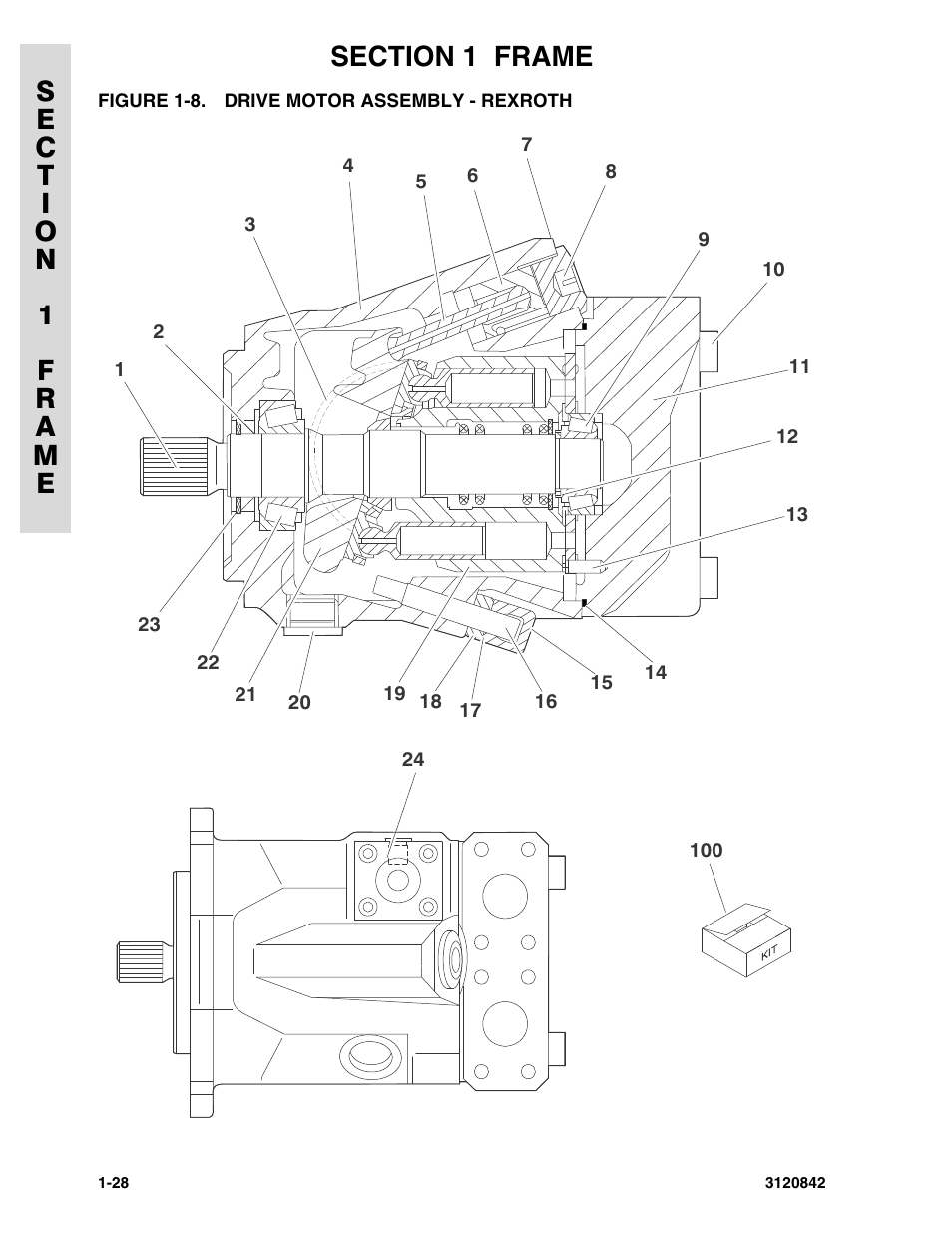 Figure 1-8. drive motor assembly - rexroth, Drive motor assembly - rexroth -28 | JLG 660SJ Parts Manual User Manual | Page 36 / 306