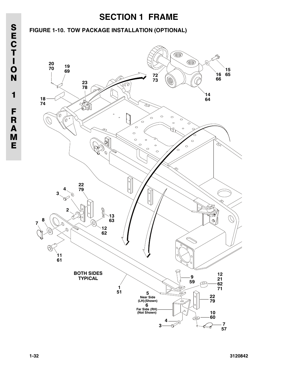 Figure 1-10. tow package installation (optional), Tow package installation (optional) -32 | JLG 660SJ Parts Manual User Manual | Page 40 / 306