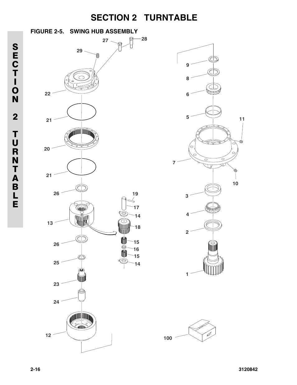 Figure 2-5. swing hub assembly, Swing hub assembly -16 | JLG 660SJ Parts Manual User Manual | Page 58 / 306