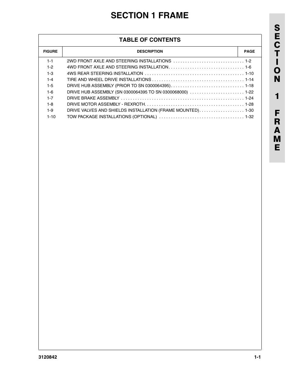 Section 1 frame, Section 1 - frame -1 | JLG 660SJ Parts Manual User Manual | Page 9 / 306