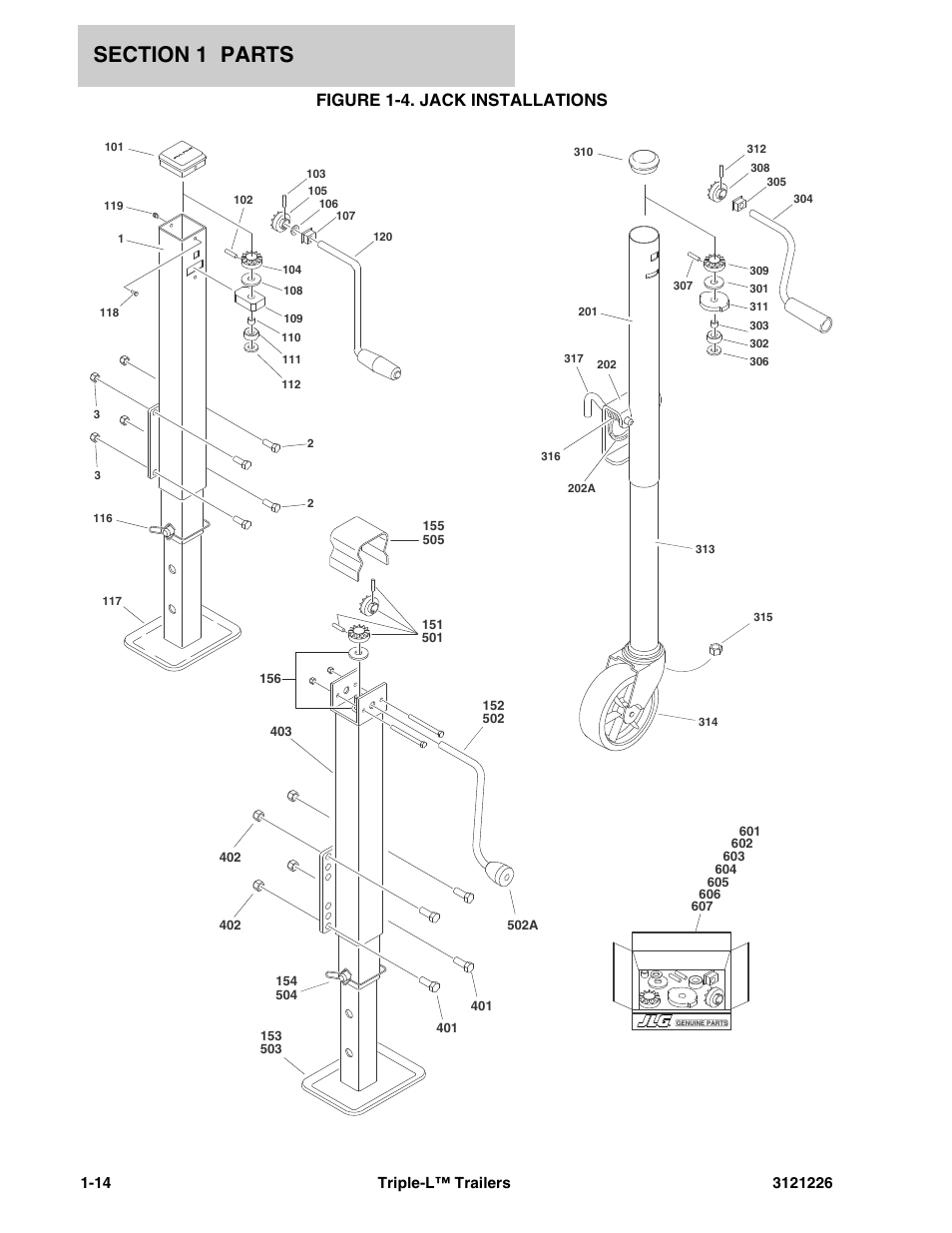 Figure 1-4. jack installations | JLG Triple-L Parts Manual User Manual | Page 22 / 106