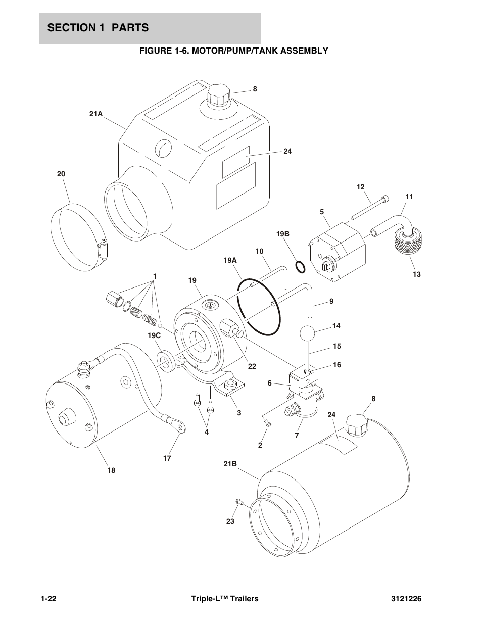 Figure 1-6. motor/pump/tank assembly | JLG Triple-L Parts Manual User Manual | Page 30 / 106