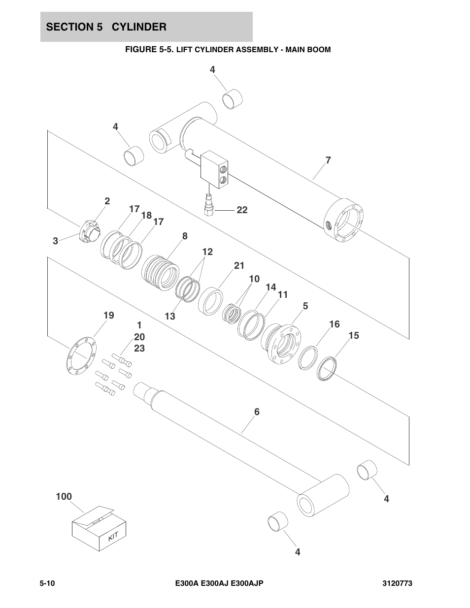 Figure 5-5. lift cylinder assembly - main boom | JLG E300 ANSI Parts Manual User Manual | Page 138 / 208