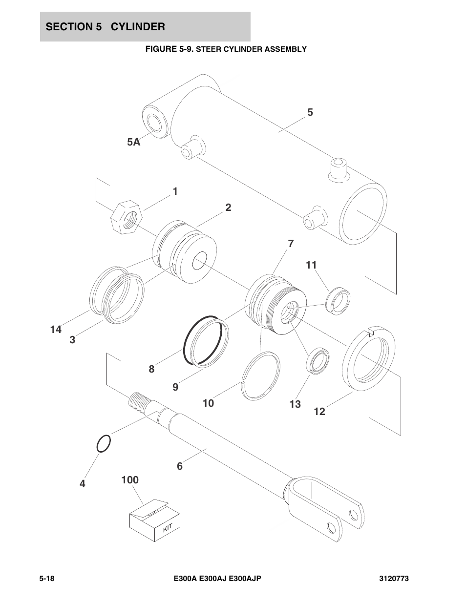 Figure 5-9. steer cylinder assembly | JLG E300 ANSI Parts Manual User Manual | Page 146 / 208