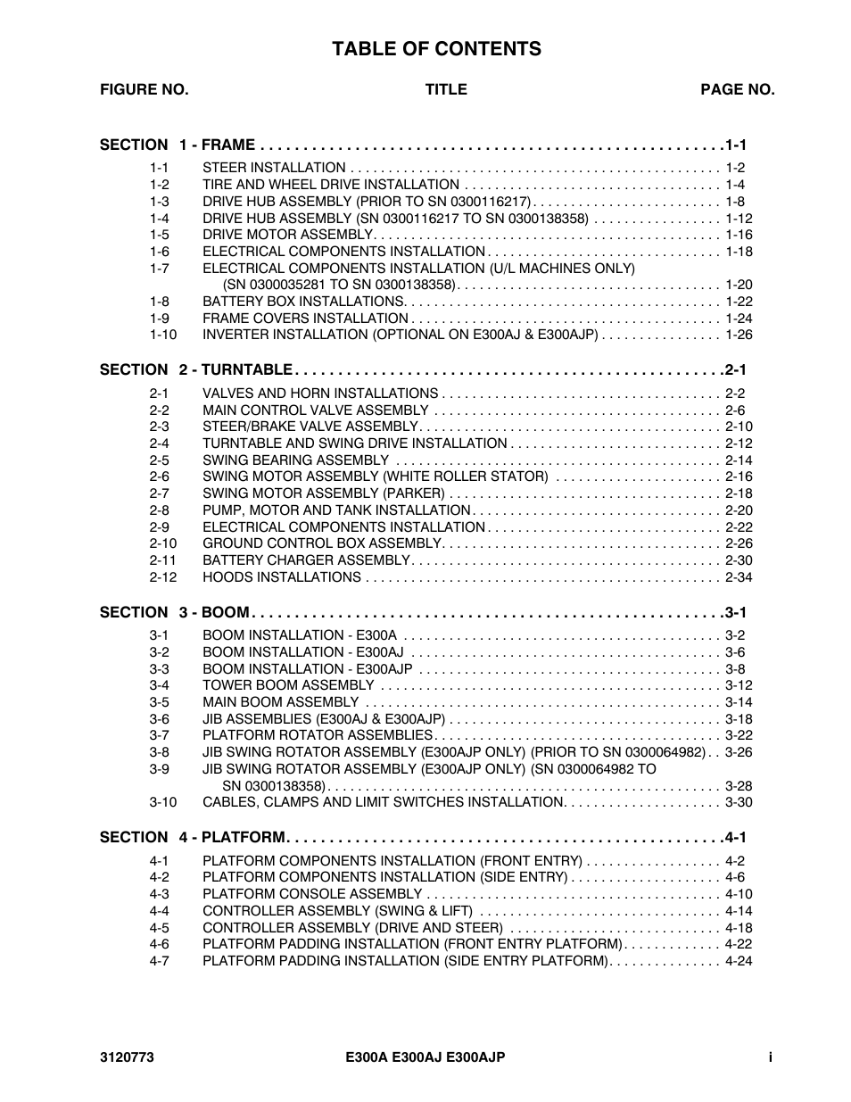 JLG E300 ANSI Parts Manual User Manual | Page 5 / 208