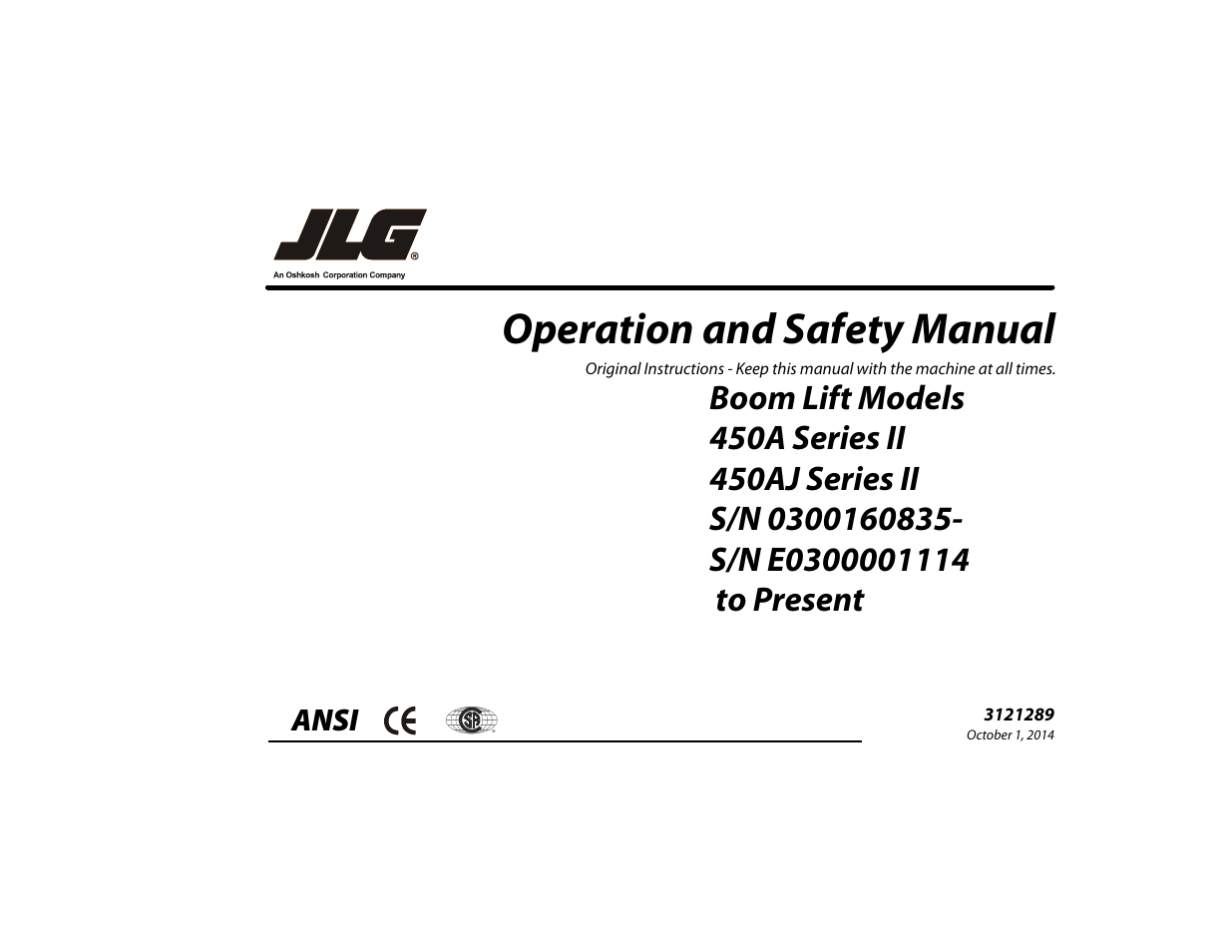 JLG 450A_AJ Series II Operator Manual User Manual | 126 pages