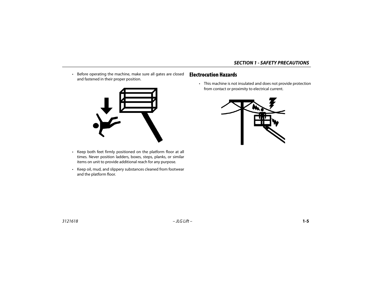 Electrocution hazards, Electrocution hazards -5 | JLG 450A_AJ Series II Operator Manual User Manual | Page 15 / 126