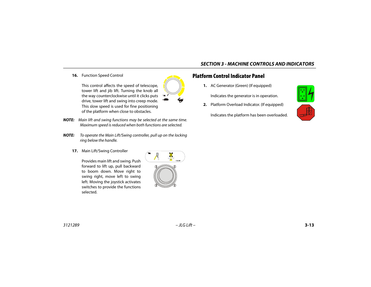 Platform control indicator panel, Platform control indicator panel -13 | JLG 450A_AJ Series II Operator Manual User Manual | Page 49 / 126