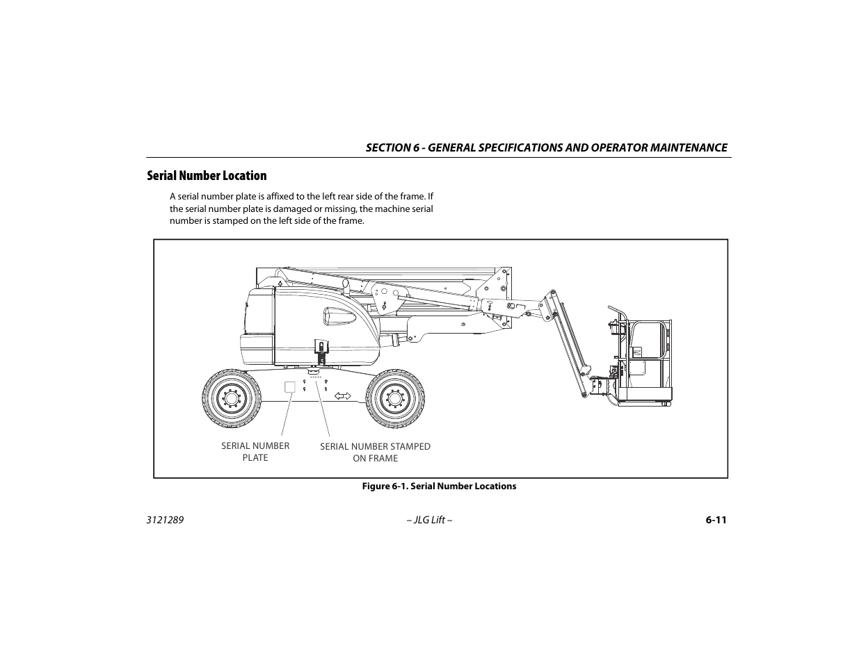 Serial number location, Serial number location -11, Serial number locations -11 | JLG 450A_AJ Series II Operator Manual User Manual | Page 91 / 126