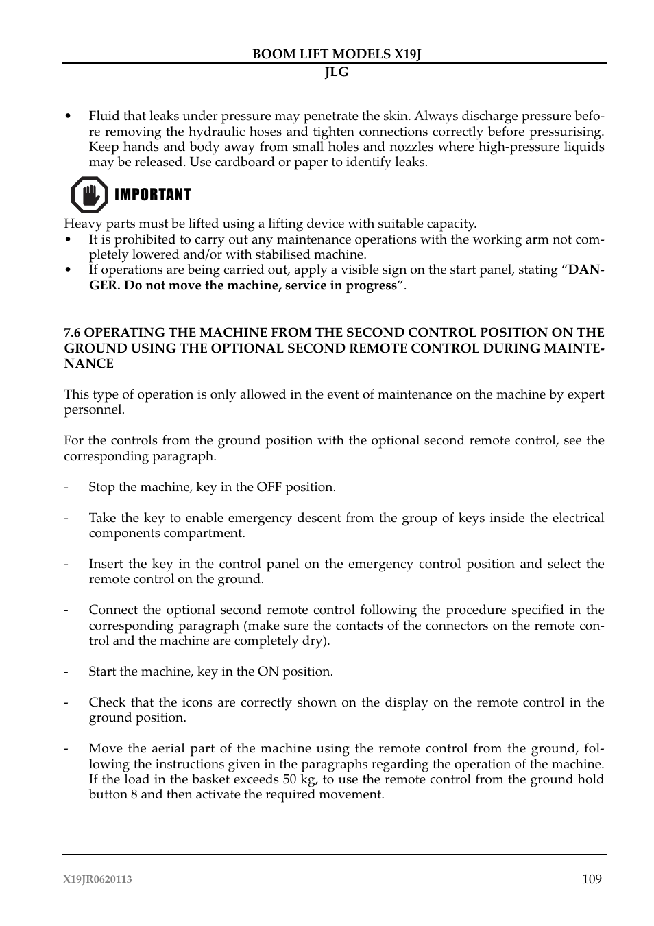 JLG X19J Operator Manual User Manual | Page 113 / 177