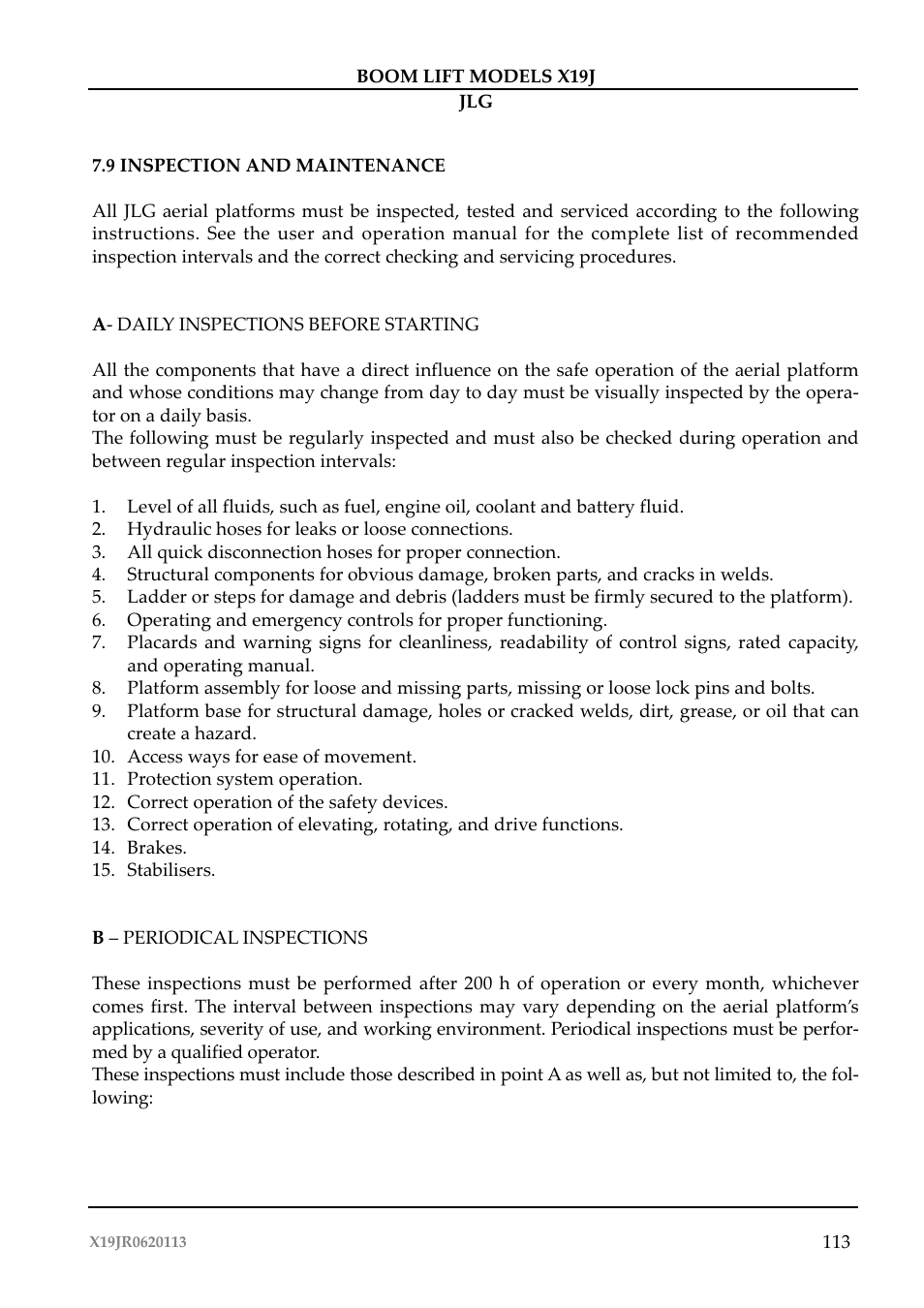 JLG X19J Operator Manual User Manual | Page 117 / 177