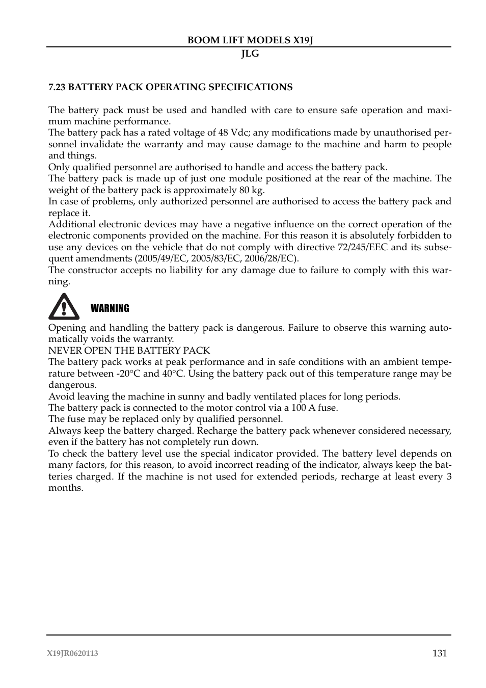 JLG X19J Operator Manual User Manual | Page 135 / 177