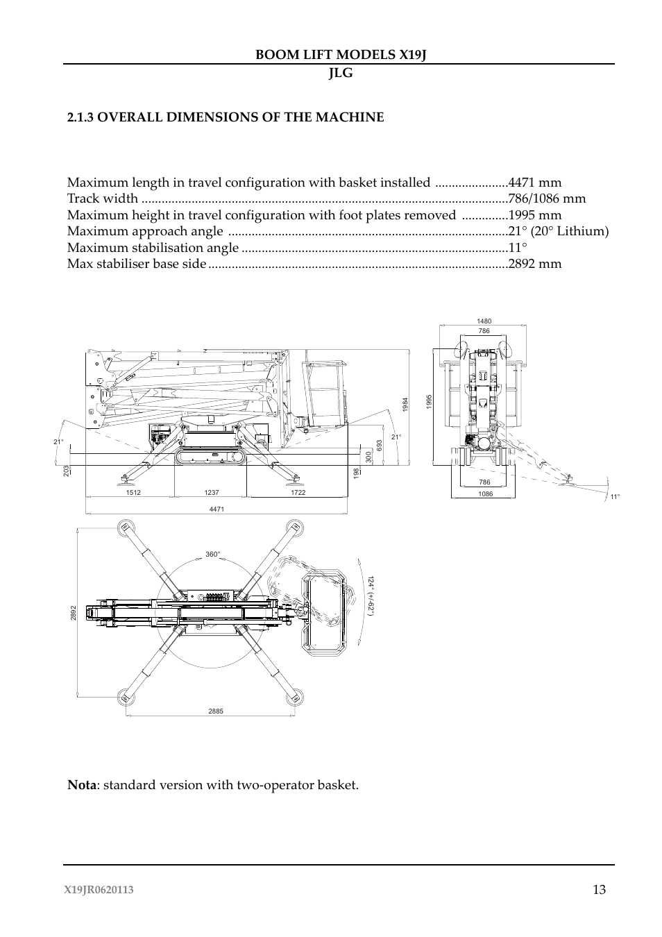 13 boom lift models x19j jlg | JLG X19J Operator Manual User Manual | Page 17 / 177