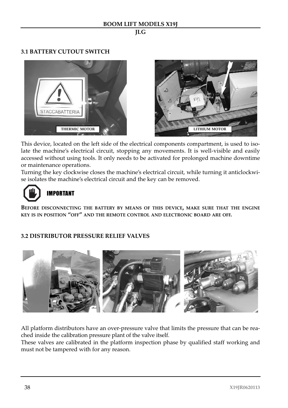 Importante | JLG X19J Operator Manual User Manual | Page 42 / 177
