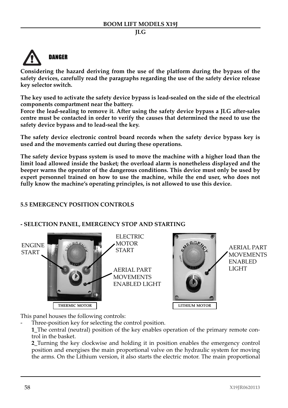 Pericolo | JLG X19J Operator Manual User Manual | Page 62 / 177