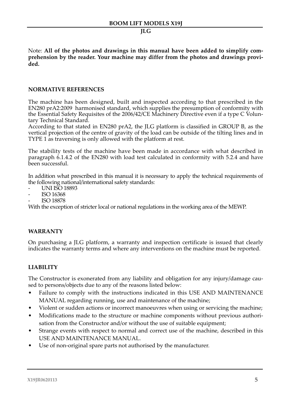 JLG X19J Operator Manual User Manual | Page 9 / 177