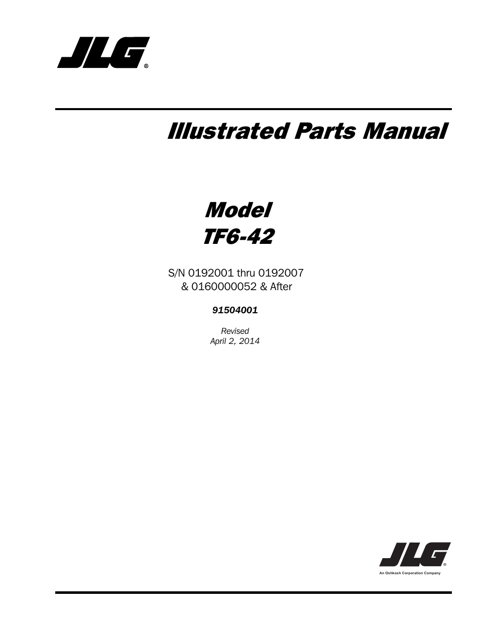 JLG TF6-42 Parts Manual User Manual | 516 pages