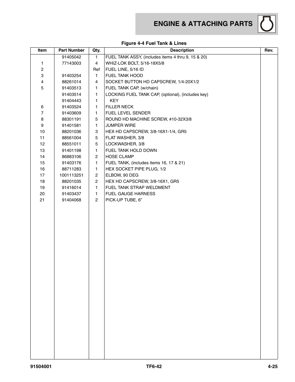 Engine & attaching parts | JLG TF6-42 Parts Manual User Manual | Page 105 / 516