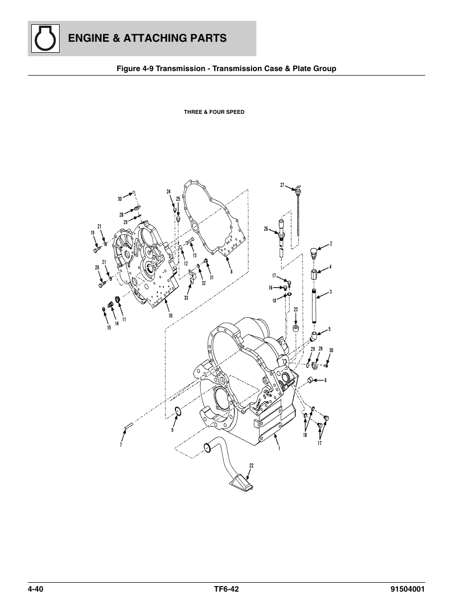 Transmission - transmission case & plate group -40, Engine & attaching parts | JLG TF6-42 Parts Manual User Manual | Page 120 / 516