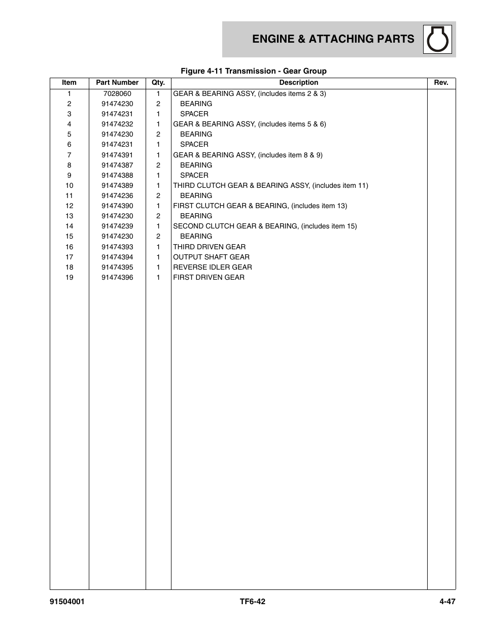Engine & attaching parts | JLG TF6-42 Parts Manual User Manual | Page 127 / 516