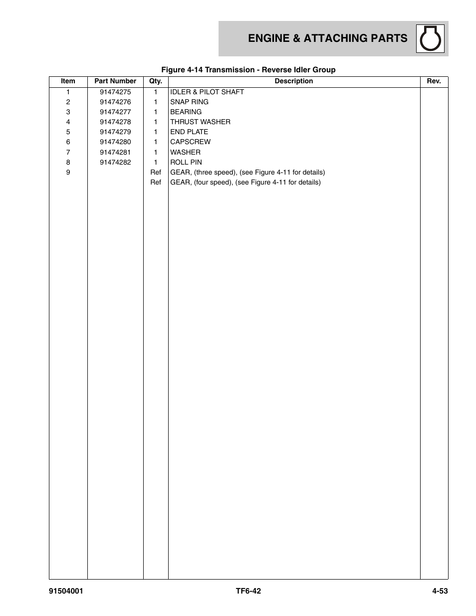 Engine & attaching parts | JLG TF6-42 Parts Manual User Manual | Page 133 / 516