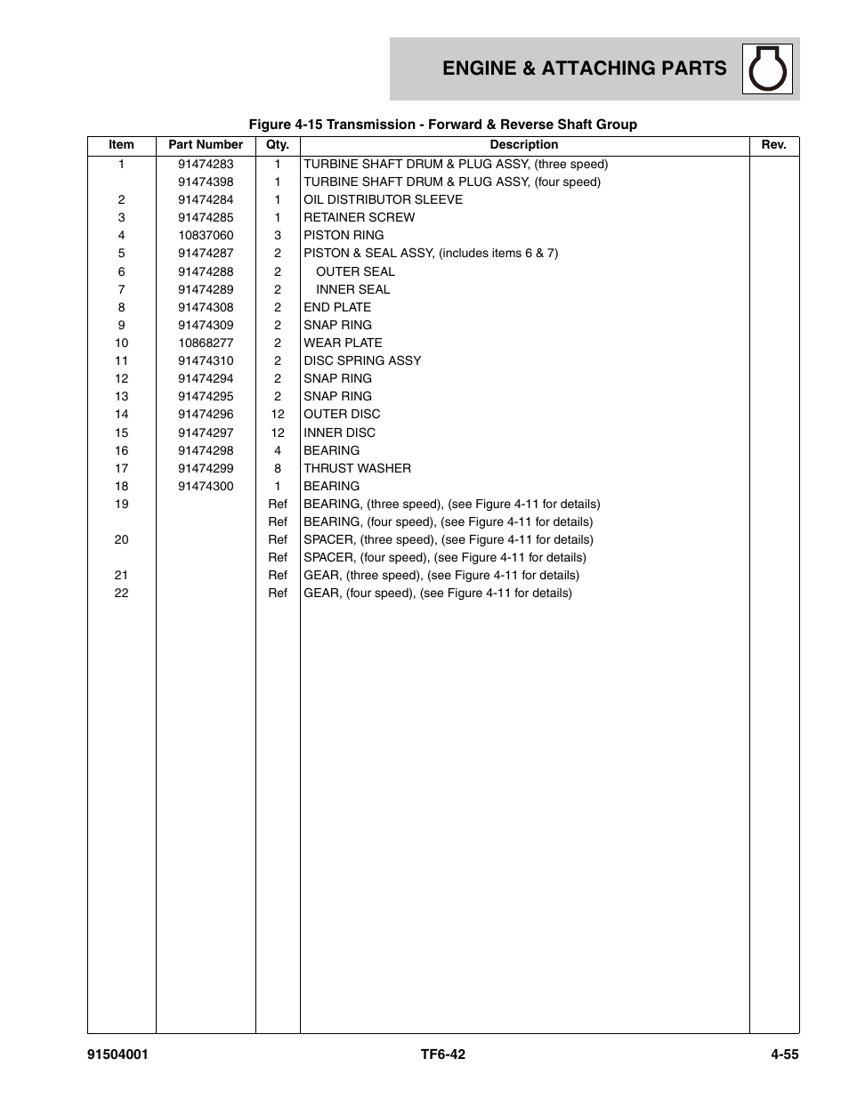 Engine & attaching parts | JLG TF6-42 Parts Manual User Manual | Page 135 / 516