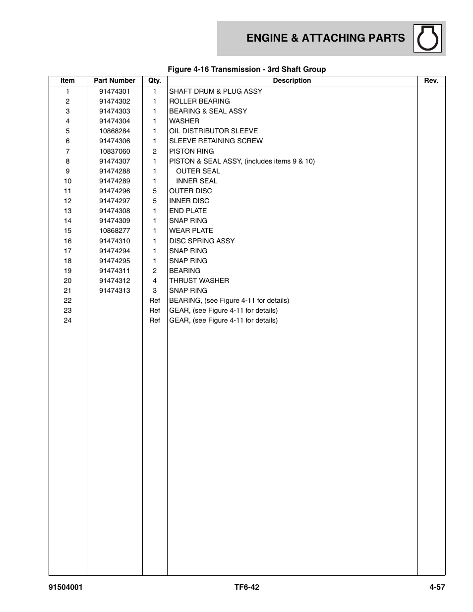 Engine & attaching parts | JLG TF6-42 Parts Manual User Manual | Page 137 / 516