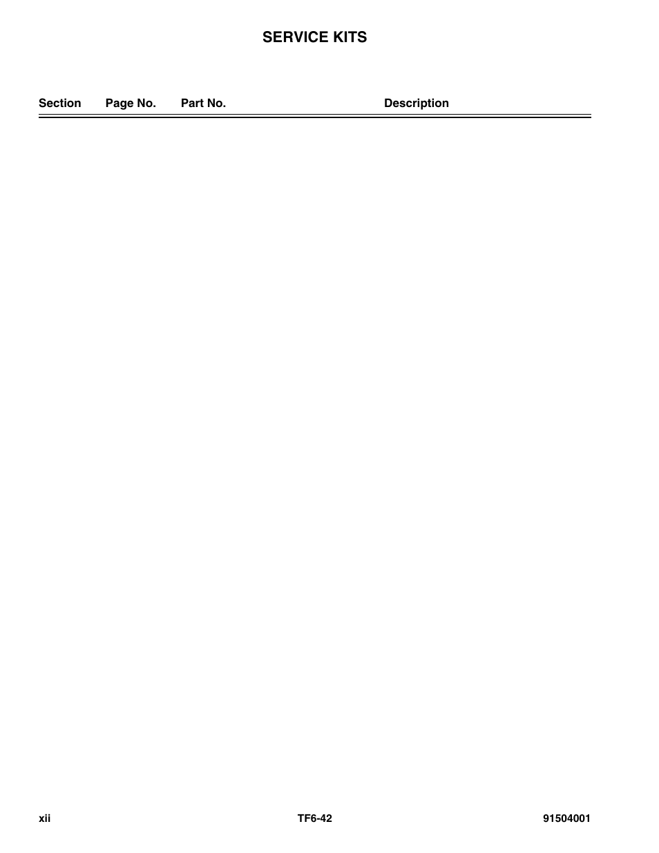 Service kits | JLG TF6-42 Parts Manual User Manual | Page 14 / 516