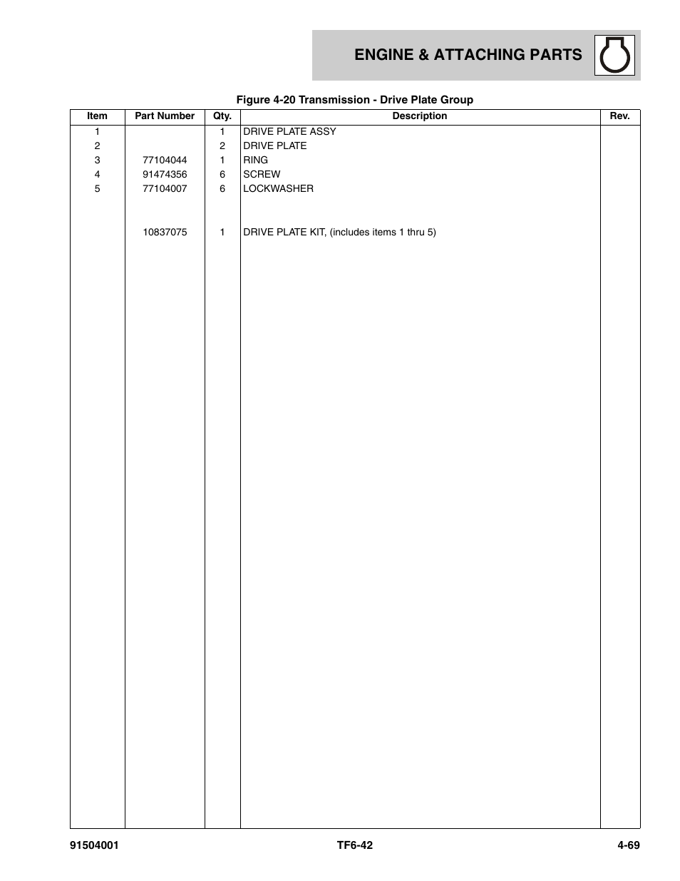 Engine & attaching parts | JLG TF6-42 Parts Manual User Manual | Page 149 / 516
