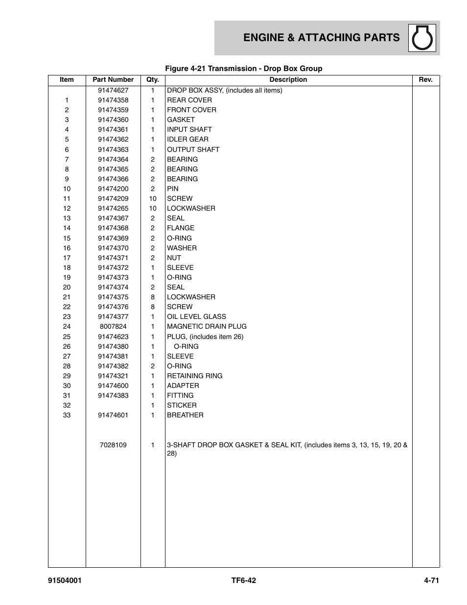 Engine & attaching parts | JLG TF6-42 Parts Manual User Manual | Page 151 / 516