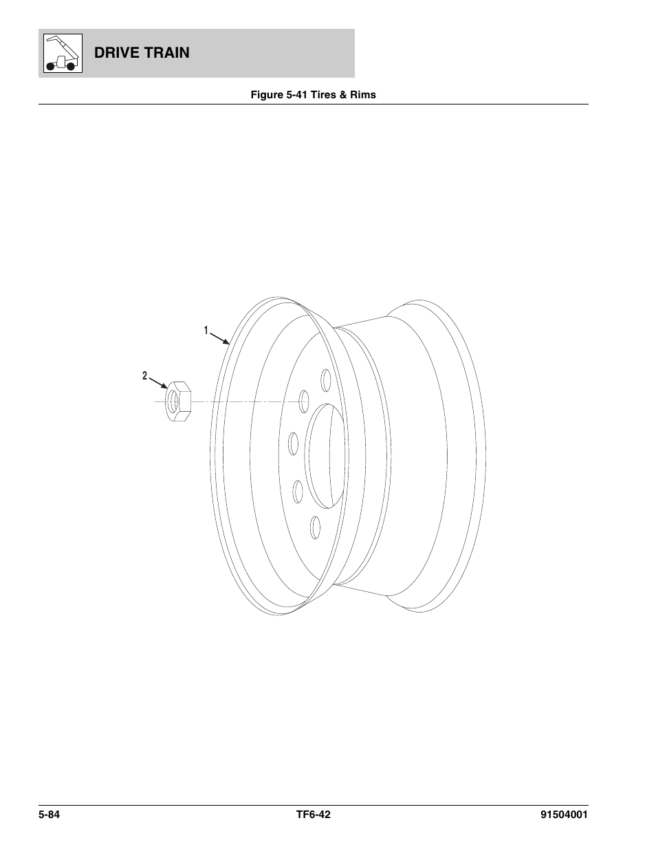 Figure 5-41 tires & rims, Tires & rims -84, Drive train | JLG TF6-42 Parts Manual User Manual | Page 236 / 516