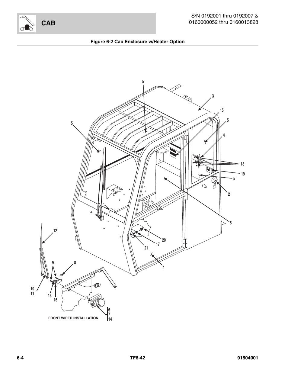 Figure 6-2 cab enclosure w/heater option, Cab enclosure w/heater option -4 | JLG TF6-42 Parts Manual User Manual | Page 242 / 516