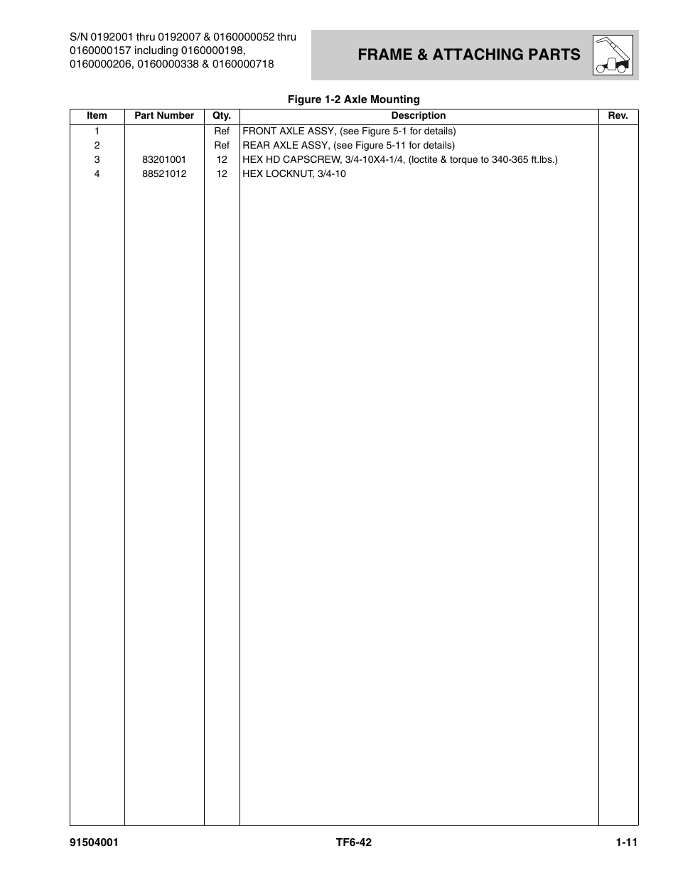 Frame & attaching parts | JLG TF6-42 Parts Manual User Manual | Page 25 / 516