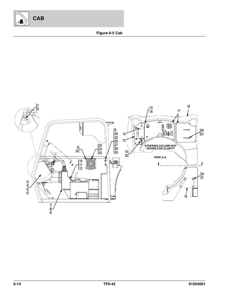 Figure 6-5 cab, Cab -14, E, (see figure 6-5 for details) | JLG TF6-42 Parts Manual User Manual | Page 252 / 516