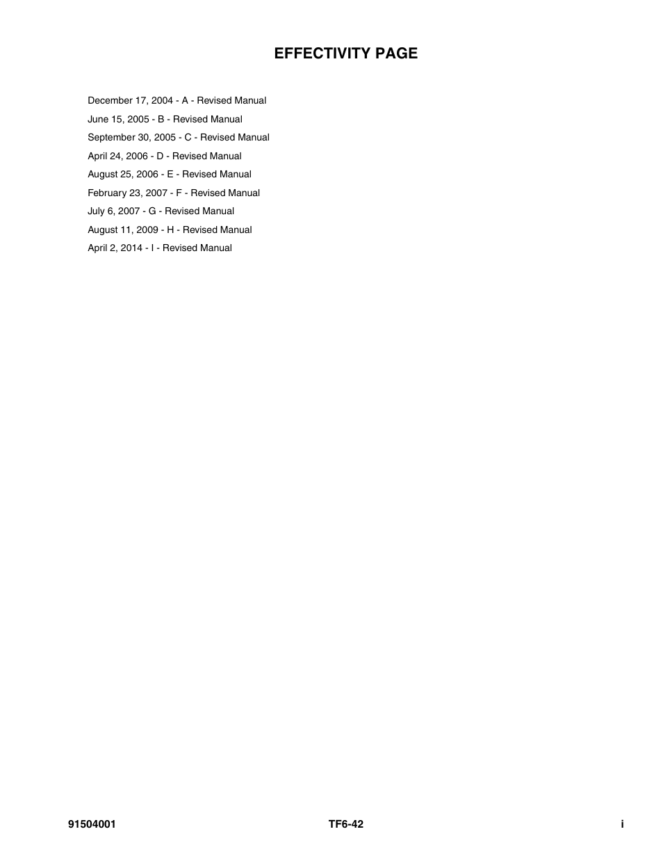 Effectivity page | JLG TF6-42 Parts Manual User Manual | Page 3 / 516