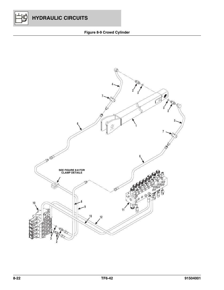Figure 8-9 crowd cylinder, Crowd cylinder -22, Hydraulic circuits | JLG TF6-42 Parts Manual User Manual | Page 304 / 516
