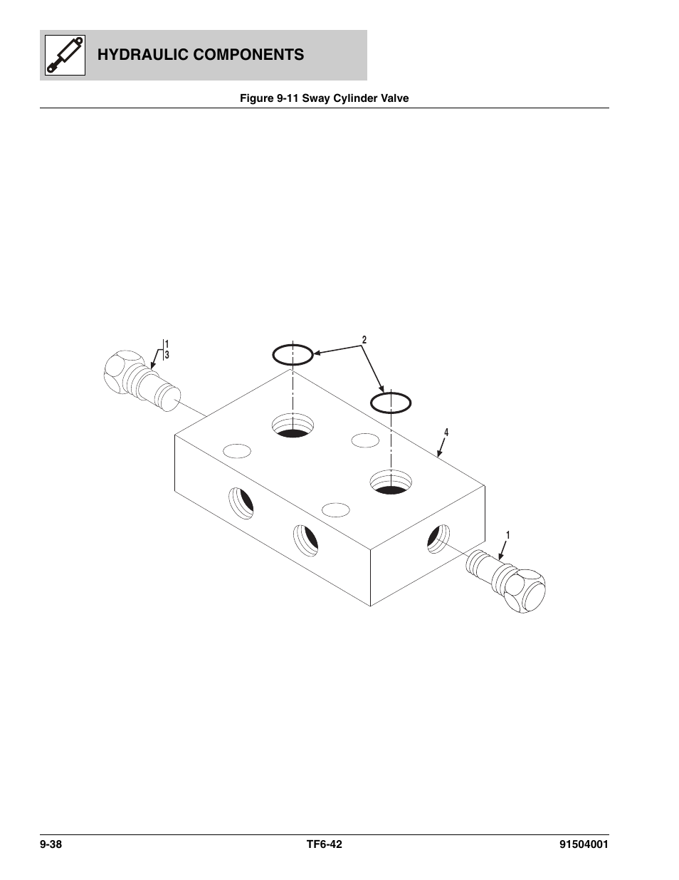 Figure 9-11 sway cylinder valve, Sway cylinder valve -38, Ve, (see figure 9-11 for details) | Hydraulic components | JLG TF6-42 Parts Manual User Manual | Page 354 / 516