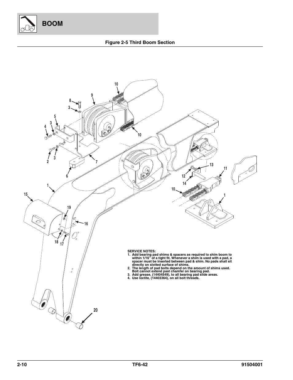 Figure 2-5 third boom section, Third boom section -10, Ion, (see figure 2-5 for details) | Boom | JLG TF6-42 Parts Manual User Manual | Page 38 / 516