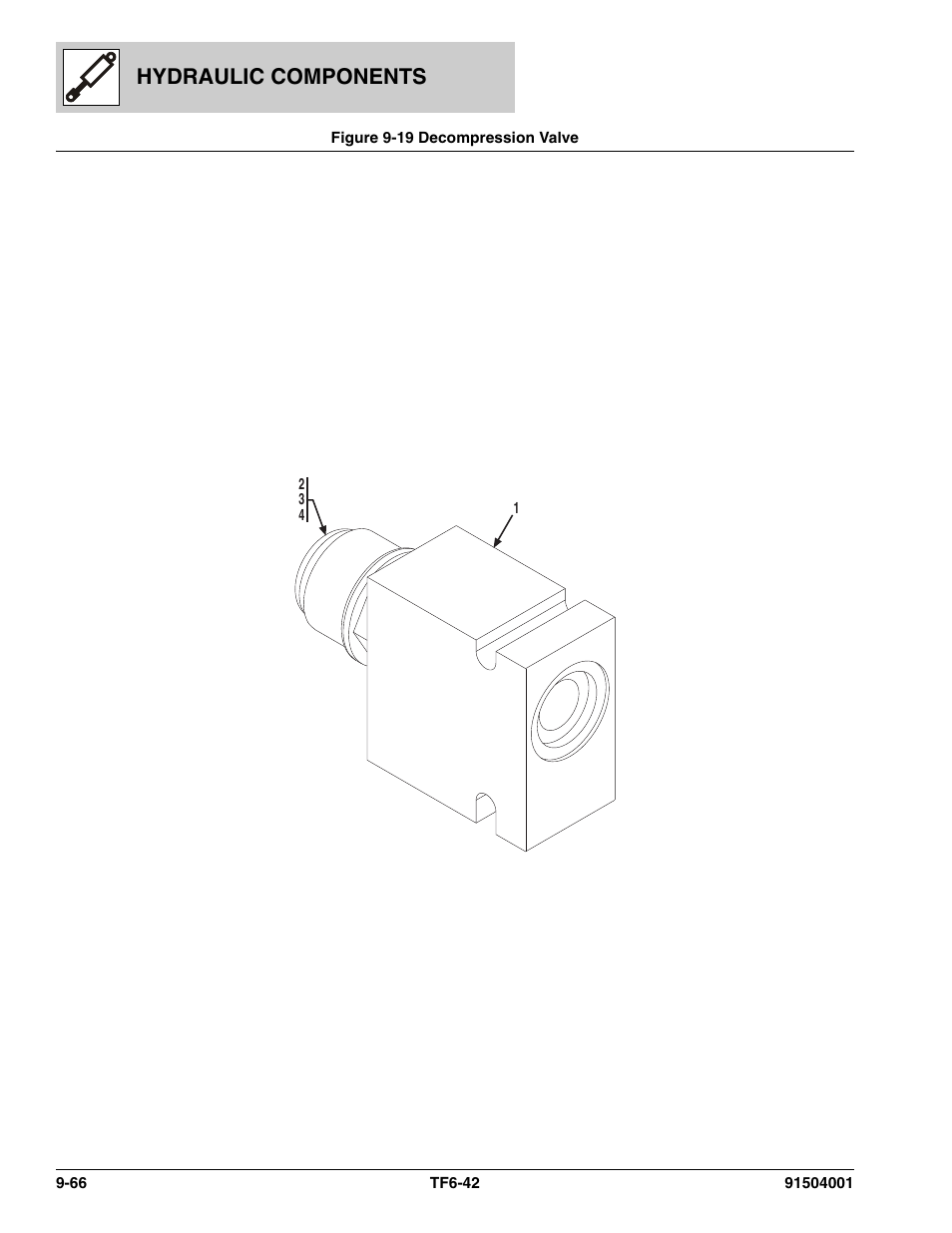 Figure 9-19 decompression valve, Decompression valve -66, Hydraulic components | JLG TF6-42 Parts Manual User Manual | Page 382 / 516