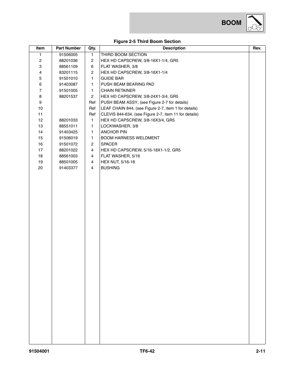 Boom | JLG TF6-42 Parts Manual User Manual | Page 39 / 516