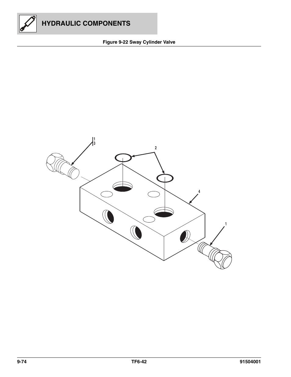 Figure 9-22 sway cylinder valve, Sway cylinder valve -74, Hydraulic components | JLG TF6-42 Parts Manual User Manual | Page 390 / 516