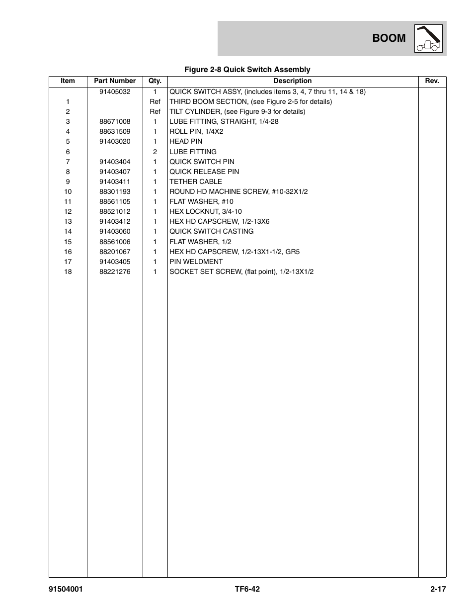 Boom | JLG TF6-42 Parts Manual User Manual | Page 45 / 516
