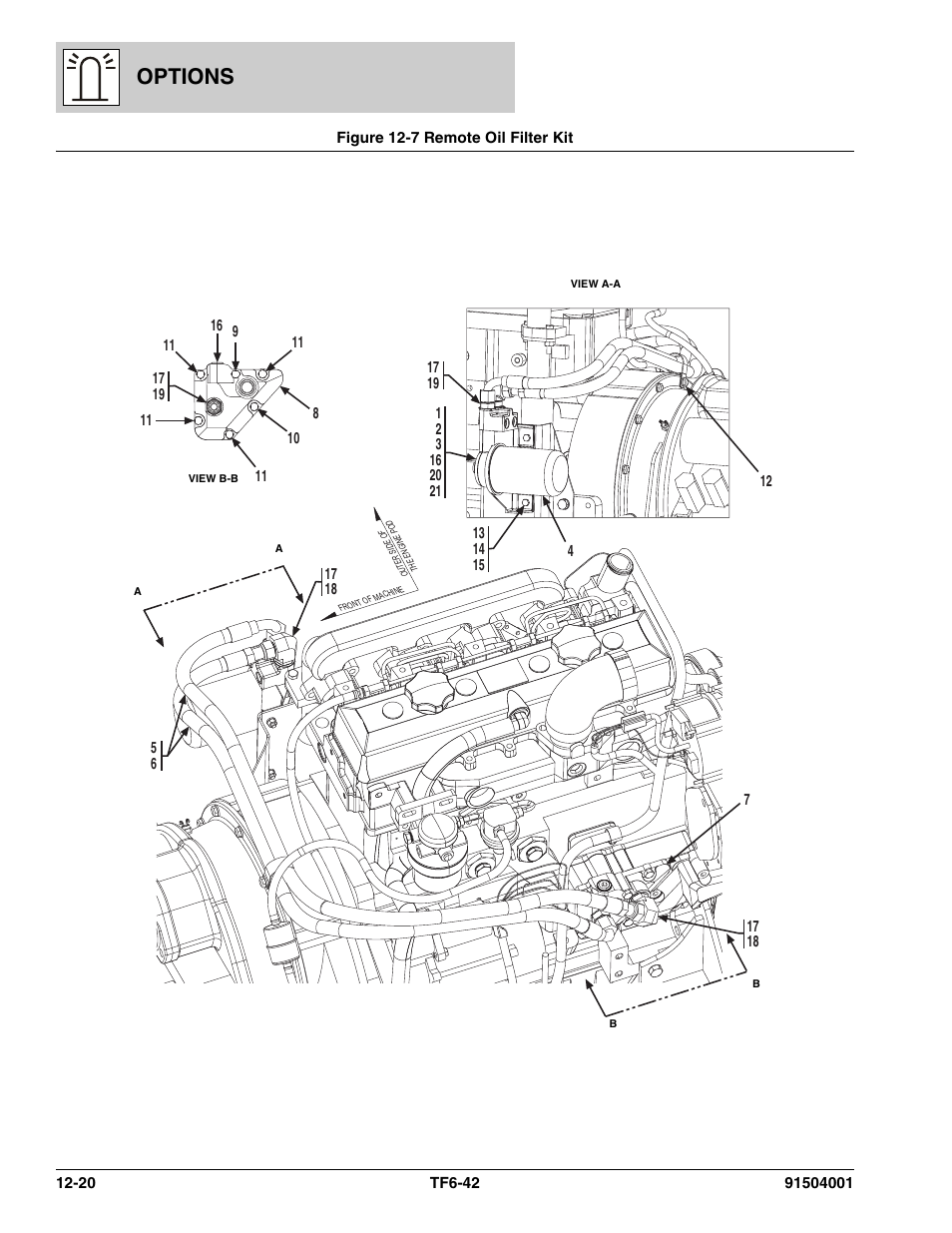 Figure 12-7 remote oil filter kit, Remote oil filter kit -20, Options | JLG TF6-42 Parts Manual User Manual | Page 450 / 516