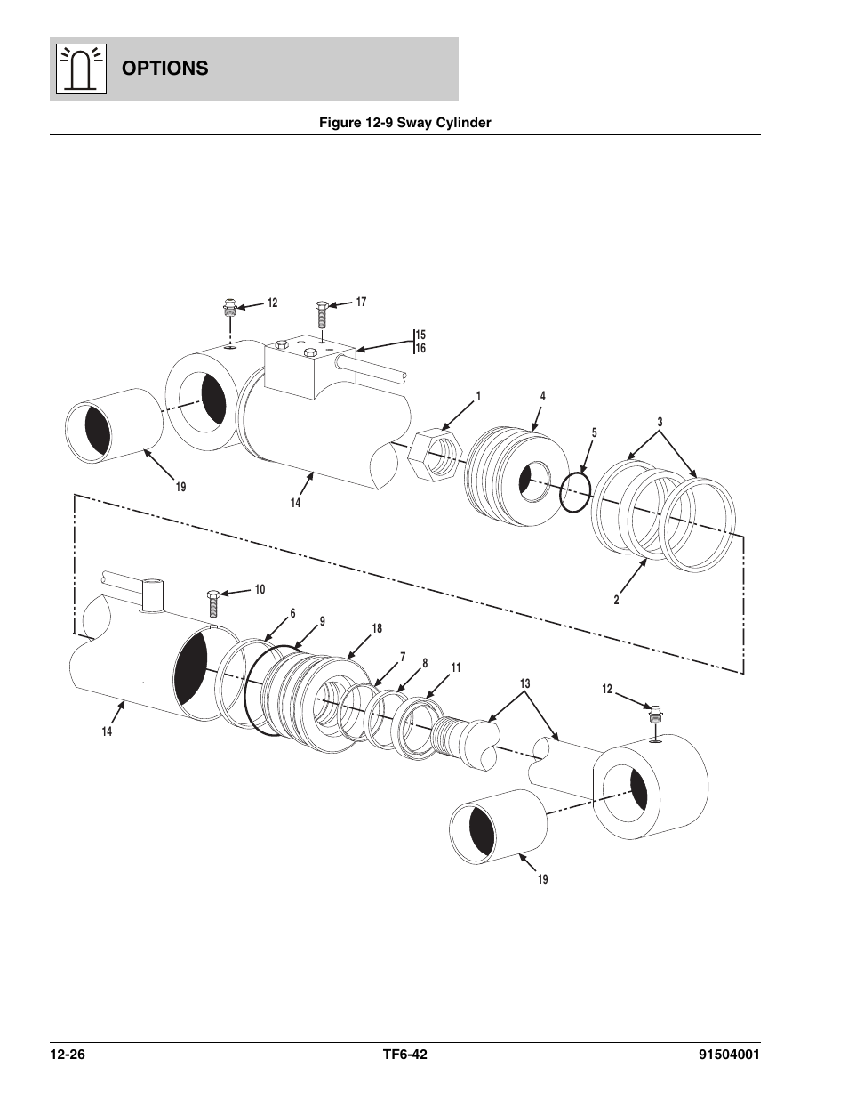 Figure 12-9 sway cylinder, Sway cylinder -26, Options | JLG TF6-42 Parts Manual User Manual | Page 456 / 516