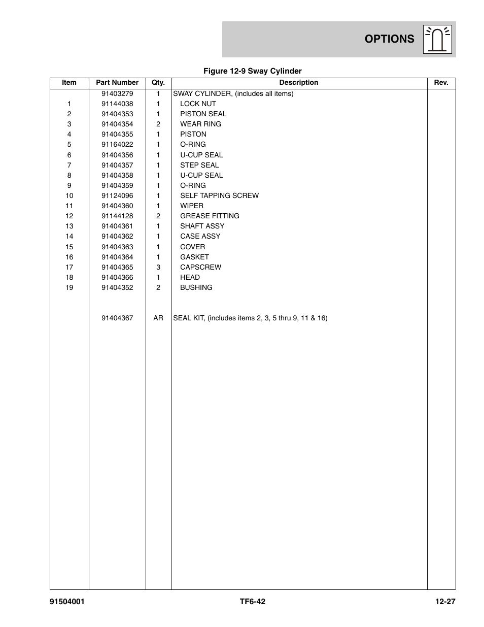 Options | JLG TF6-42 Parts Manual User Manual | Page 457 / 516