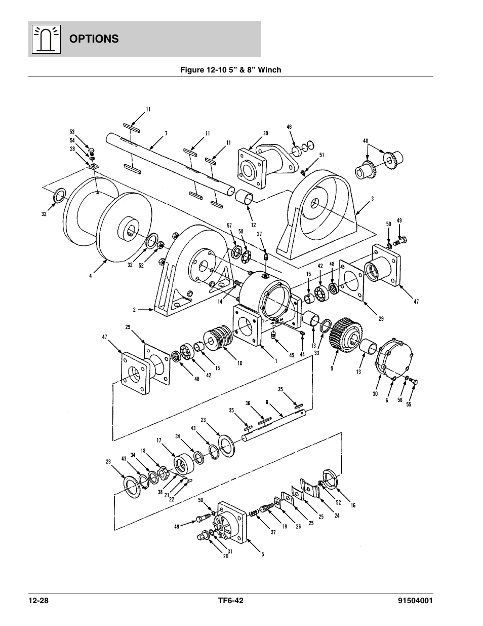Figure 12-10 5” & 8” winch, 5” & 8” winch -28, Options | JLG TF6-42 Parts Manual User Manual | Page 458 / 516